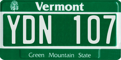 VT license plate YDN107