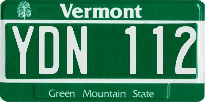VT license plate YDN112