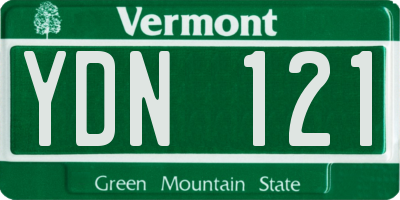 VT license plate YDN121