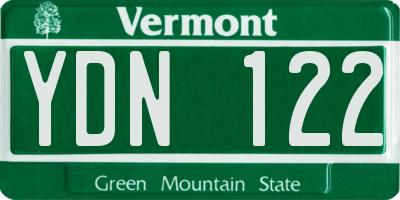 VT license plate YDN122