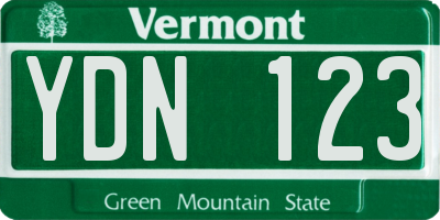 VT license plate YDN123