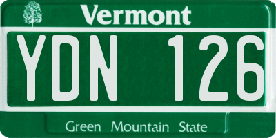 VT license plate YDN126