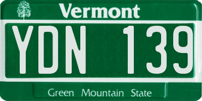 VT license plate YDN139