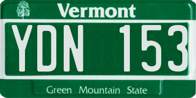 VT license plate YDN153