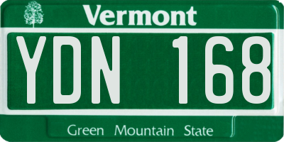 VT license plate YDN168