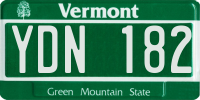 VT license plate YDN182