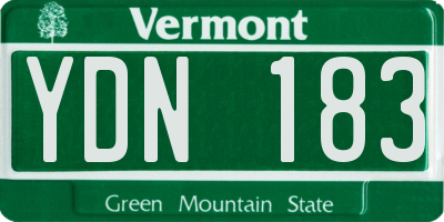 VT license plate YDN183