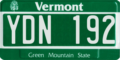 VT license plate YDN192