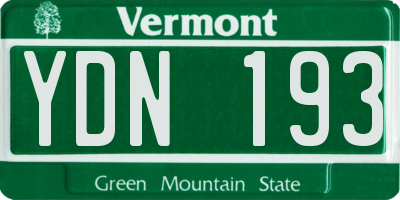 VT license plate YDN193