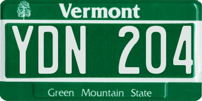 VT license plate YDN204