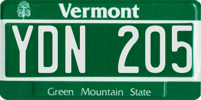 VT license plate YDN205