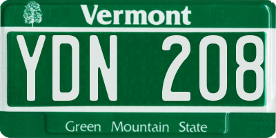 VT license plate YDN208