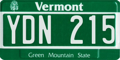 VT license plate YDN215