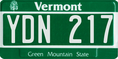 VT license plate YDN217