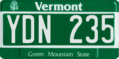 VT license plate YDN235