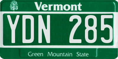 VT license plate YDN285