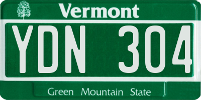 VT license plate YDN304