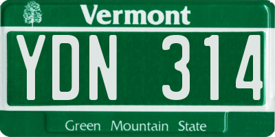 VT license plate YDN314