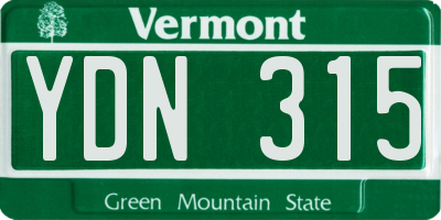VT license plate YDN315