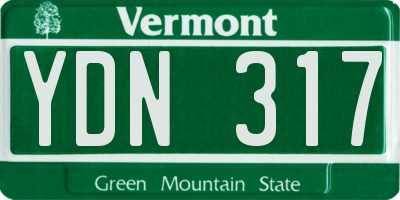 VT license plate YDN317