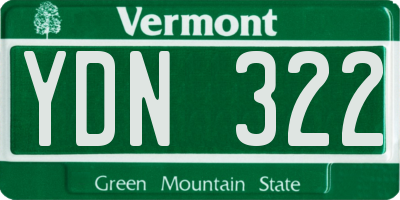 VT license plate YDN322
