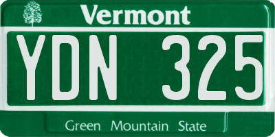 VT license plate YDN325