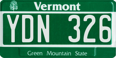 VT license plate YDN326