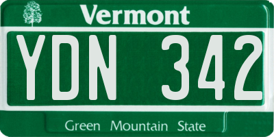 VT license plate YDN342