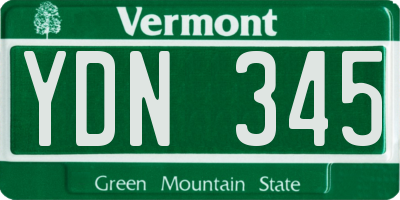 VT license plate YDN345