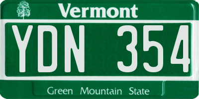 VT license plate YDN354