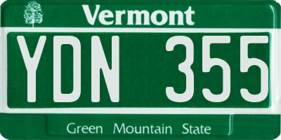 VT license plate YDN355