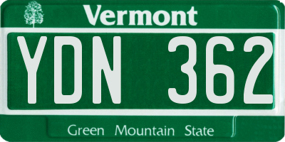 VT license plate YDN362