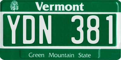 VT license plate YDN381