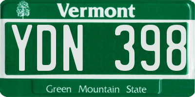 VT license plate YDN398