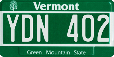 VT license plate YDN402
