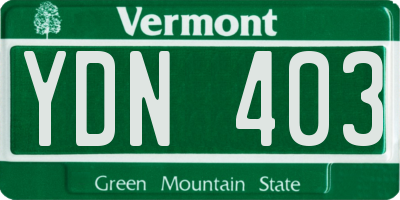 VT license plate YDN403