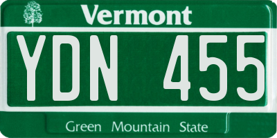 VT license plate YDN455