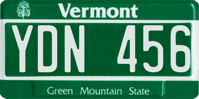 VT license plate YDN456