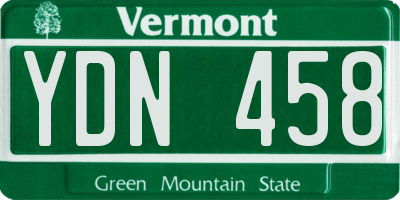 VT license plate YDN458
