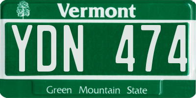 VT license plate YDN474