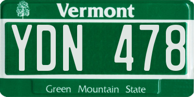 VT license plate YDN478