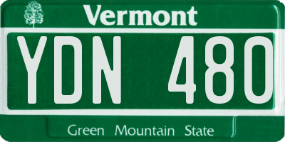 VT license plate YDN480