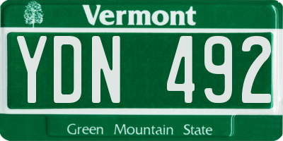 VT license plate YDN492