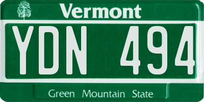 VT license plate YDN494