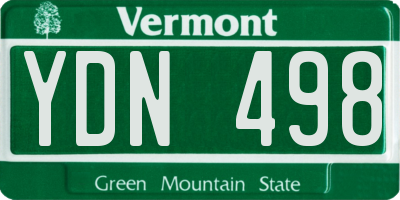 VT license plate YDN498
