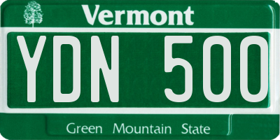 VT license plate YDN500