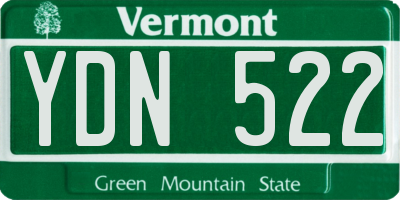 VT license plate YDN522