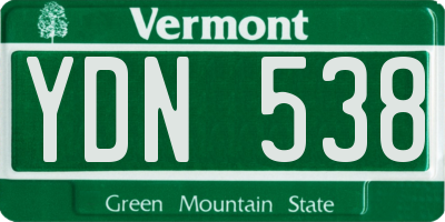 VT license plate YDN538