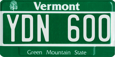VT license plate YDN600