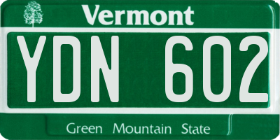 VT license plate YDN602